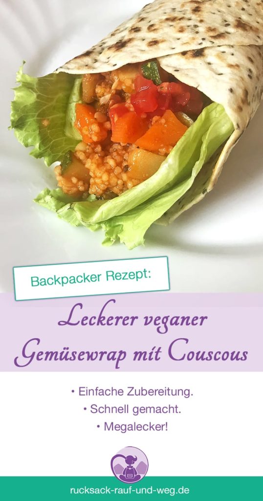 Veganer Gemüsewrap; Schnelle Urlaubsküche; Backpacker Rezept;